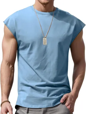 Mens Workout Vest Sleeveless Gym Shirts Casual Loose Athletic Running Undershirt Basic Tees Sports Wear T-Shirts Tops