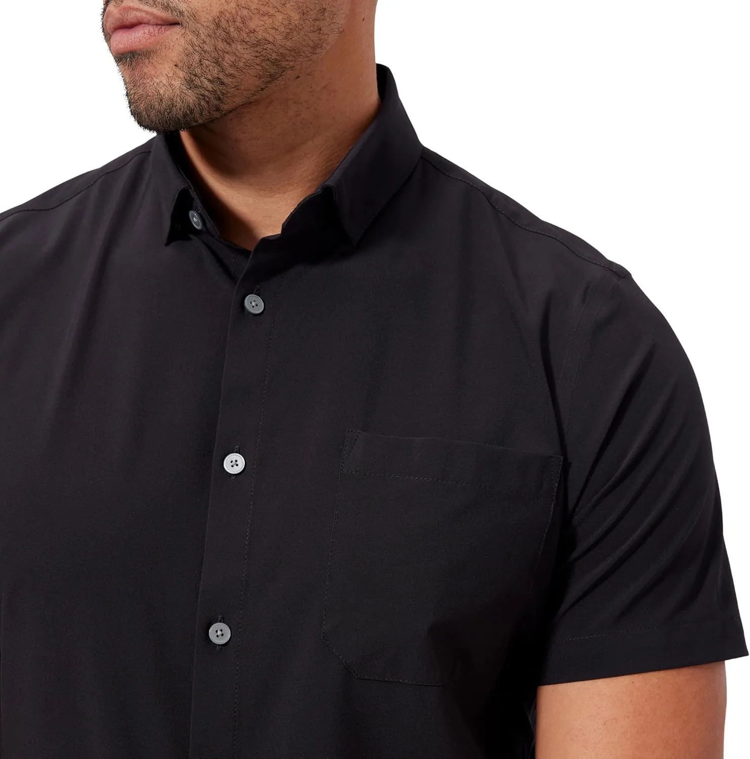 Mizzen Main Leeward Wrinkle-Resistant Short-Sleeve Button-Up Performance Men's Dress Shirt with 4-Way Stretch, Trim Fit