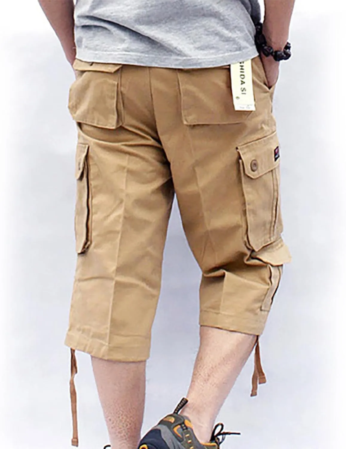 Muscularfit Mens Cargo Pants Casual Loose Cotton Multi Pockets Shorts 7 Inch Inseam Outdoor Fashion Utility Tooling Trousers