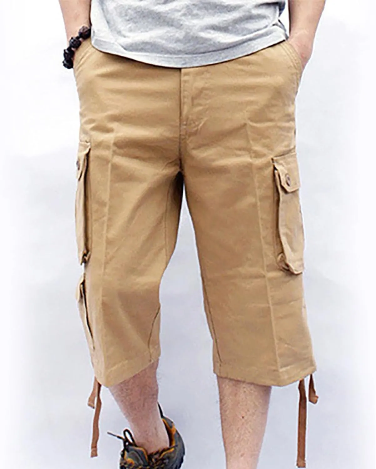 Muscularfit Mens Cargo Pants Casual Loose Cotton Multi Pockets Shorts 7 Inch Inseam Outdoor Fashion Utility Tooling Trousers
