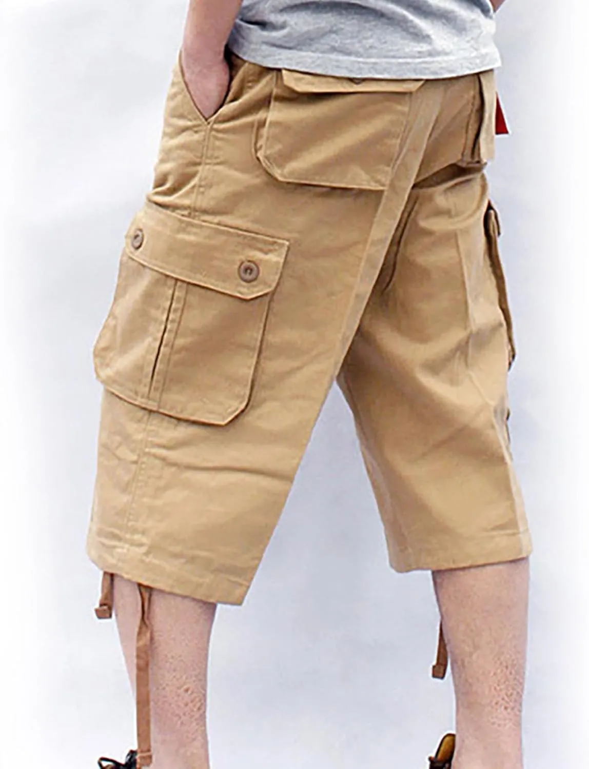 Muscularfit Mens Cargo Pants Casual Loose Cotton Multi Pockets Shorts 7 Inch Inseam Outdoor Fashion Utility Tooling Trousers