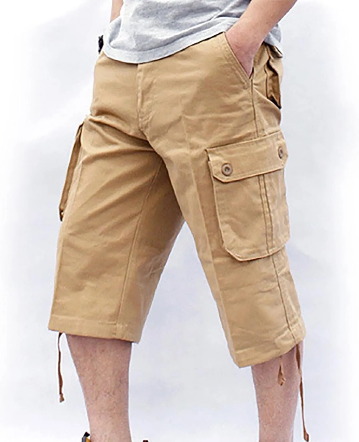 Muscularfit Mens Cargo Pants Casual Loose Cotton Multi Pockets Shorts 7 Inch Inseam Outdoor Fashion Utility Tooling Trousers