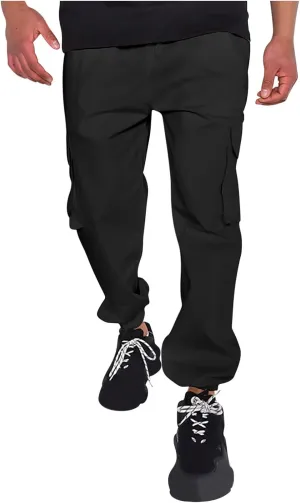 Muscularfit Plus Size Cargo Pants Casual Loose Multi Pockets Drawstring Cargo Pants Stretch Joggers Athletic Sweatpants 2023