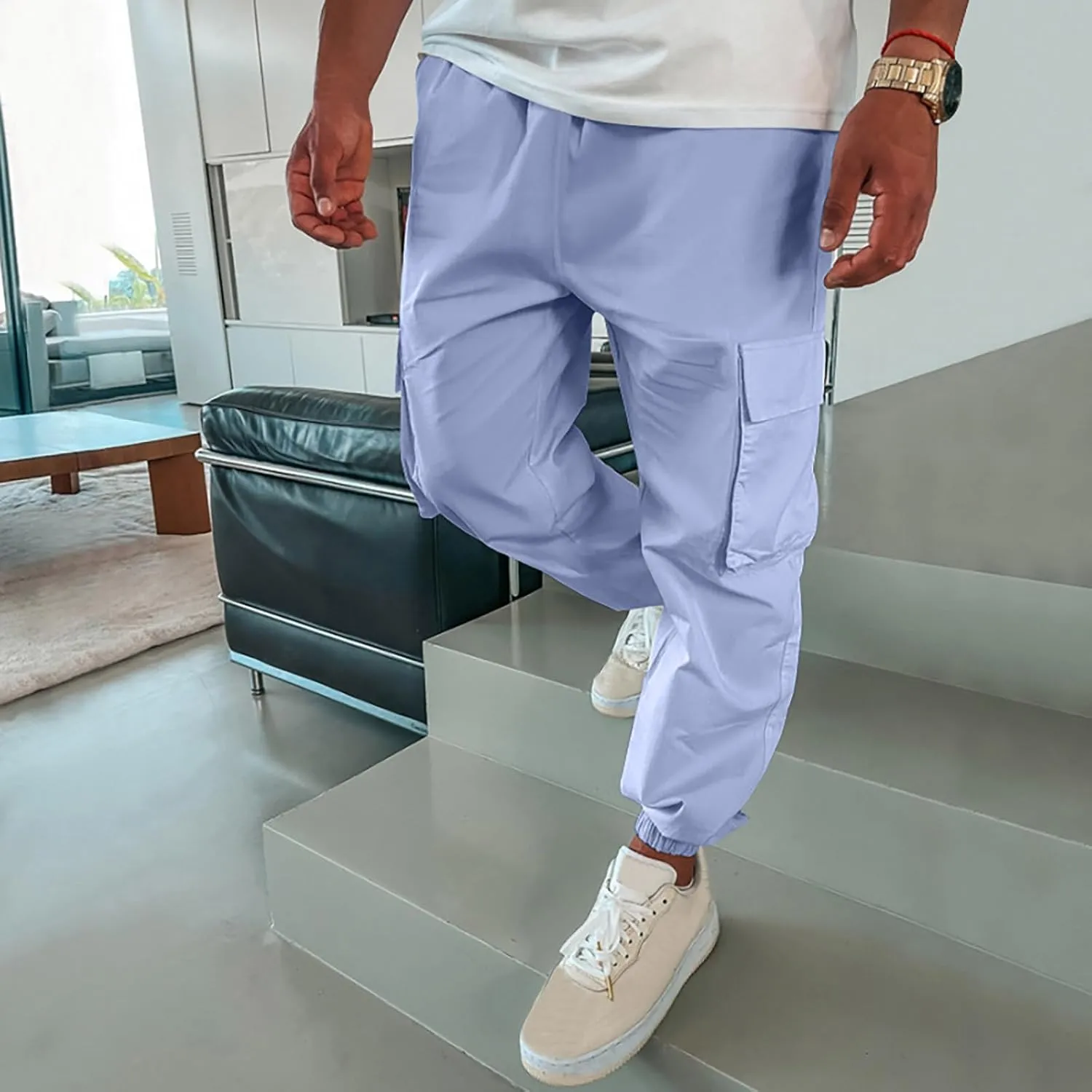 Muscularfit Plus Size Cargo Pants Casual Loose Multi Pockets Drawstring Cargo Pants Stretch Joggers Athletic Sweatpants 2023