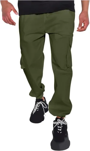 Muscularfit Plus Size Cargo Pants Casual Loose Multi Pockets Drawstring Cargo Pants Stretch Joggers Athletic Sweatpants 2023