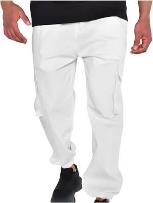 Muscularfit Plus Size Cargo Pants Casual Loose Multi Pockets Drawstring Cargo Pants Stretch Joggers Athletic Sweatpants 2023