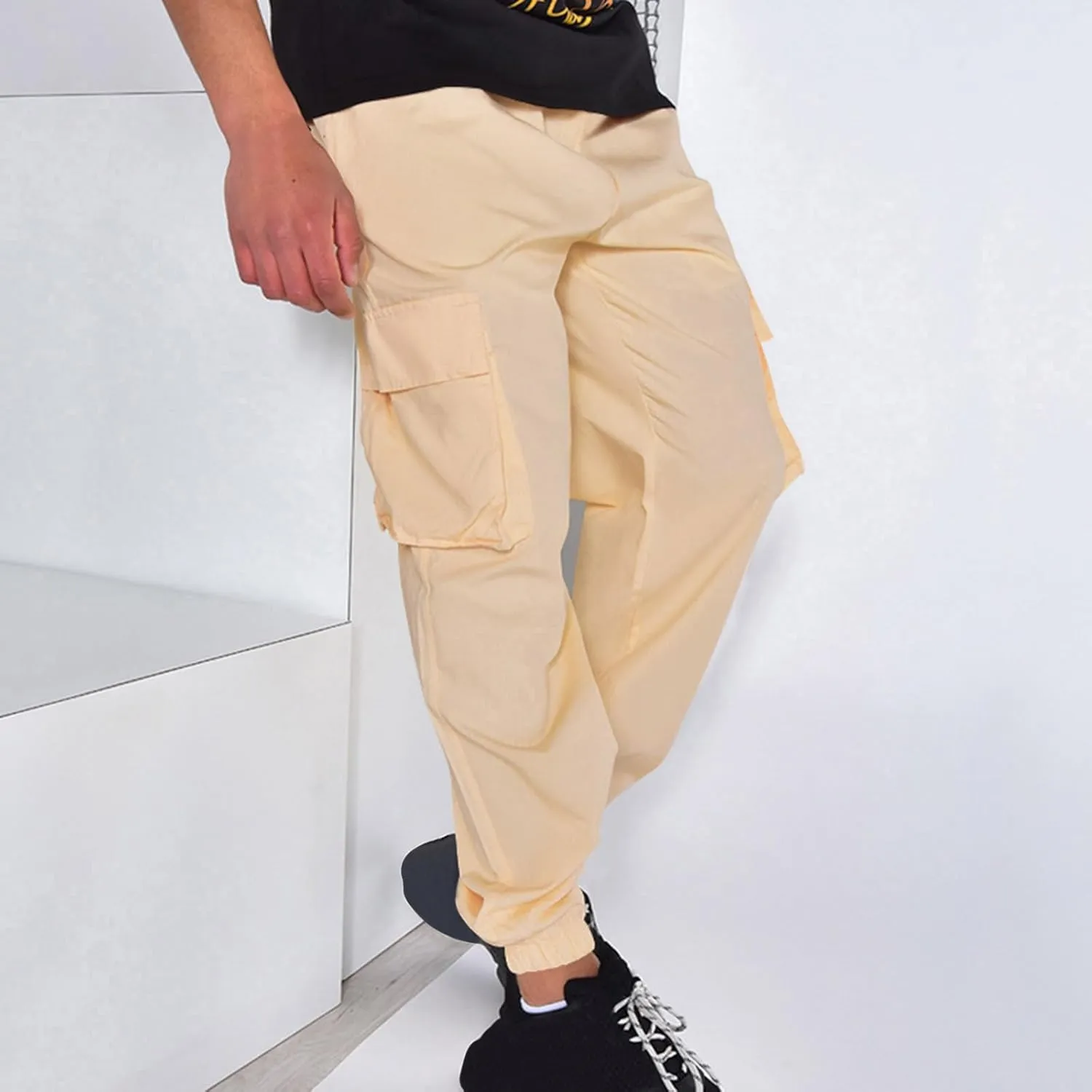 Muscularfit Plus Size Cargo Pants Casual Loose Multi Pockets Drawstring Cargo Pants Stretch Joggers Athletic Sweatpants 2023
