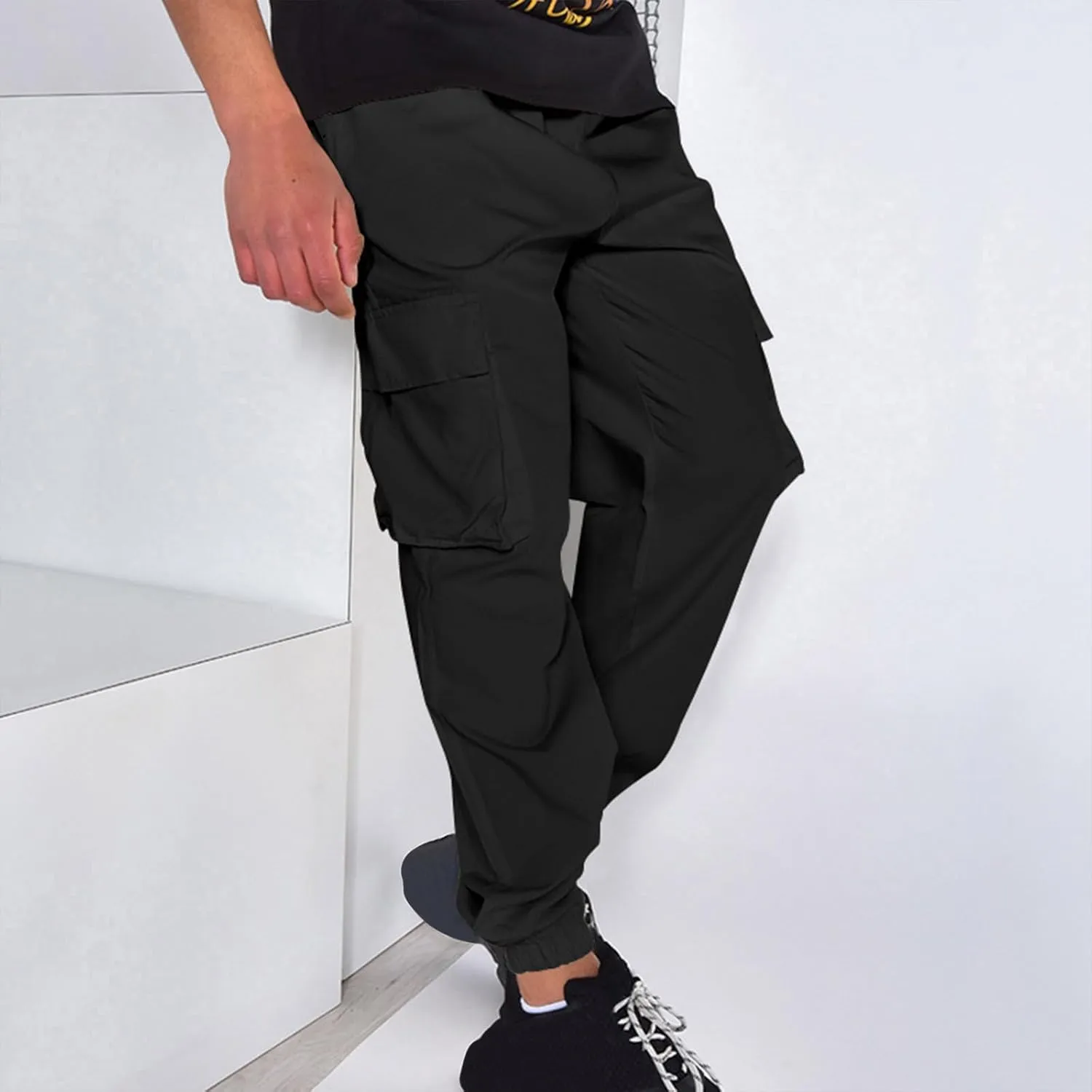 Muscularfit Plus Size Cargo Pants Casual Loose Multi Pockets Drawstring Cargo Pants Stretch Joggers Athletic Sweatpants 2023