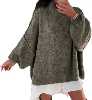 Oversized Sweater for Women Long Sleeve Turtleneck Loose Fit Jumper Tops Fashion 2024 Ladies Winter Outfits Blouse