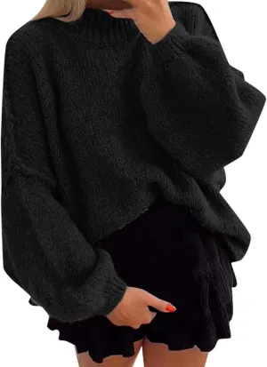 Oversized Sweater for Women Long Sleeve Turtleneck Loose Fit Jumper Tops Fashion 2024 Ladies Winter Outfits Blouse