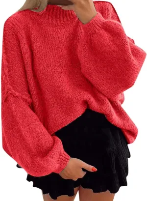 Oversized Sweater for Women Long Sleeve Turtleneck Loose Fit Jumper Tops Fashion 2024 Ladies Winter Outfits Blouse