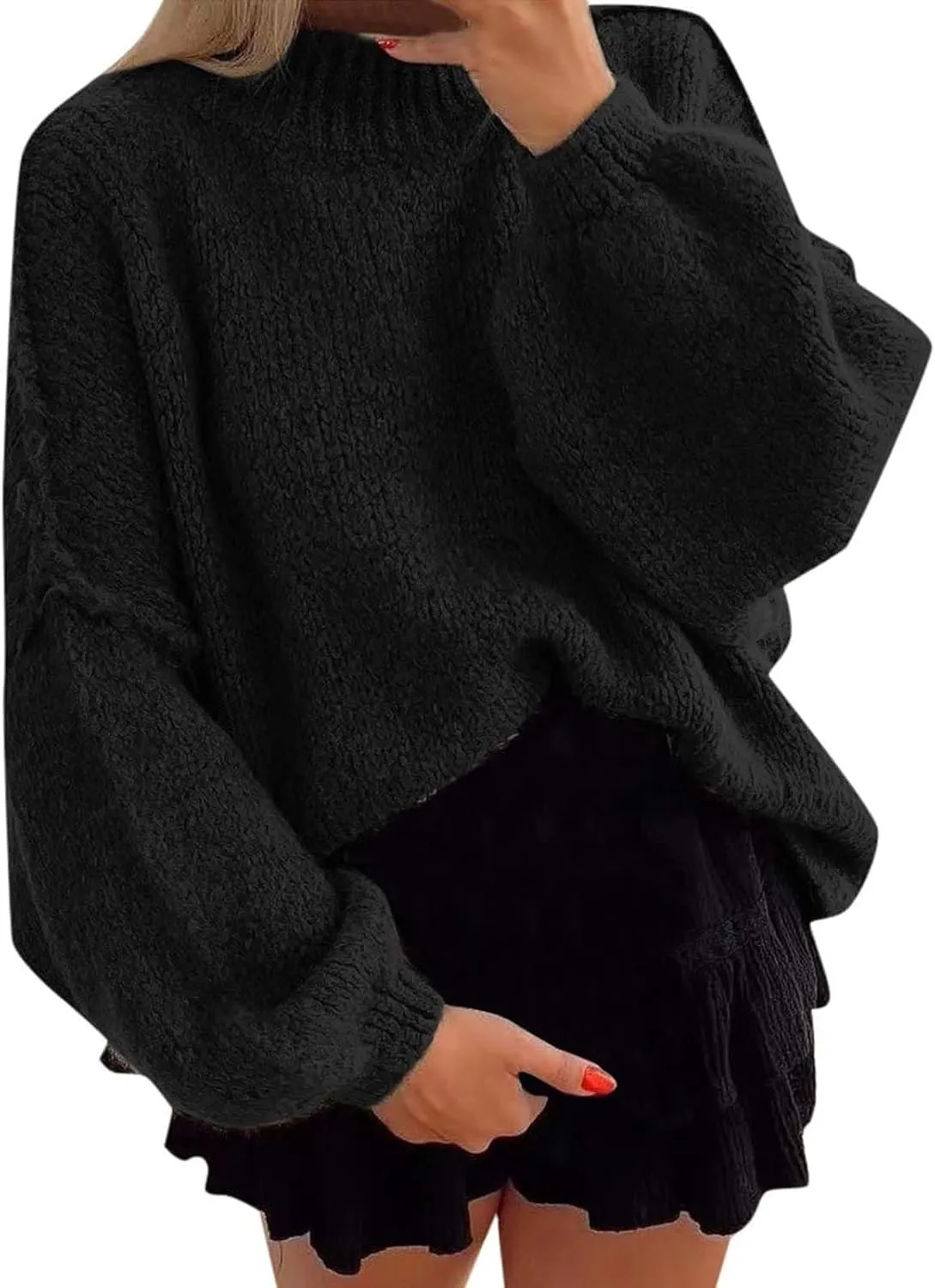 Oversized Sweater for Women Long Sleeve Turtleneck Loose Fit Jumper Tops Fashion 2024 Ladies Winter Outfits Blouse