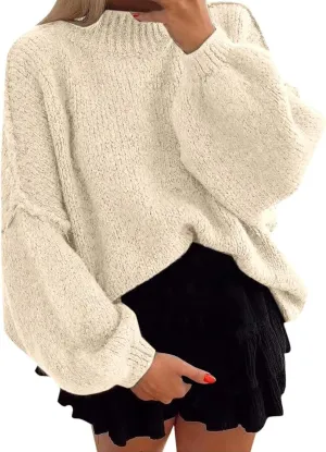 Oversized Sweater for Women Long Sleeve Turtleneck Loose Fit Jumper Tops Fashion 2024 Ladies Winter Outfits Blouse