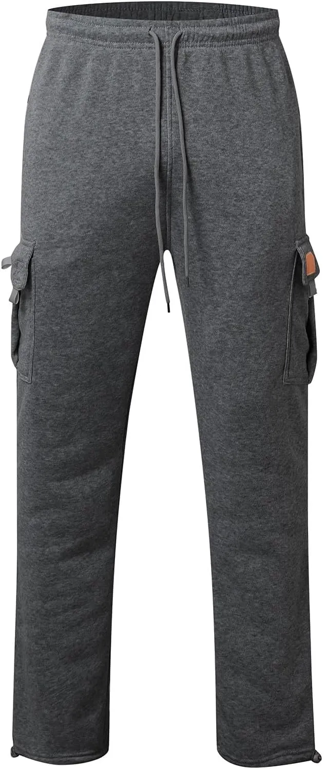 Pants Cargo for Man Mens Athleisure and Fleece Bunched Feet Multi Pocket Cargo Pants Pantalones Cargo Hombre