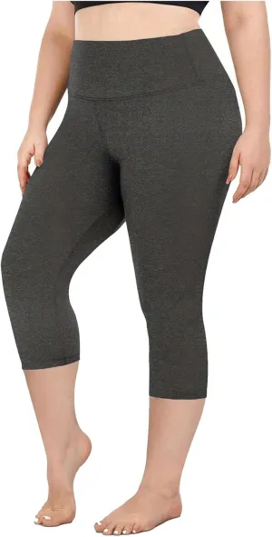 Plus Size Capri Leggings for Curvy Women Stretchy XL-5XL Tummy Control High Waist Workout Yoga Pants Running Shorts