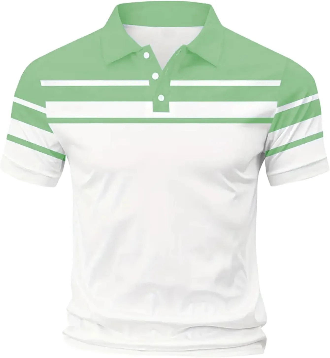 Polo Shirts for Men Moisture Wicking Performance Casual Short Sleeve Golf Shirt Stylish Striped Smart Formal T-Shirts