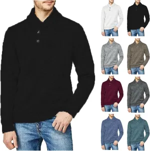 Pullover Sweater for Men Turtle Neck Sweaters Button Down Fleece Shirts Lightweight Warm Cardigan Long Sleeve Shirt