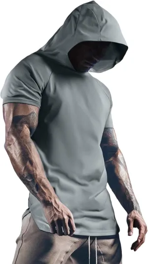 RTTUIOP Short Sleeve Hoodies for Men Workout Gym Athletic Running Shirts Lightweight Moisture Wicking Quick Dry Hoodie