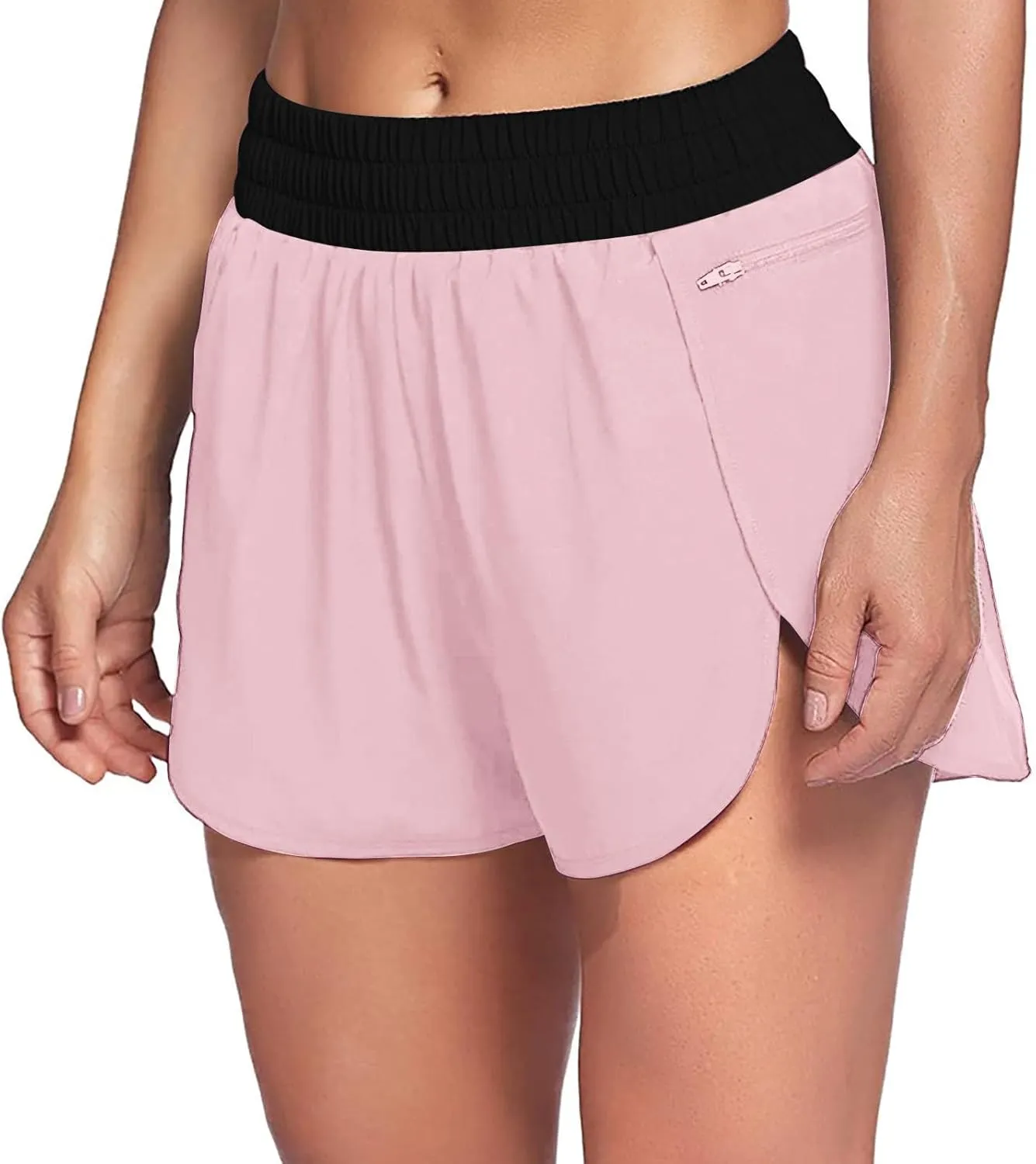 SHAOBGE Women's Athletic Running Long Shorts with Liner High Waist Quick Dry Gym Workout Sports Shorts with Zipper Pockets