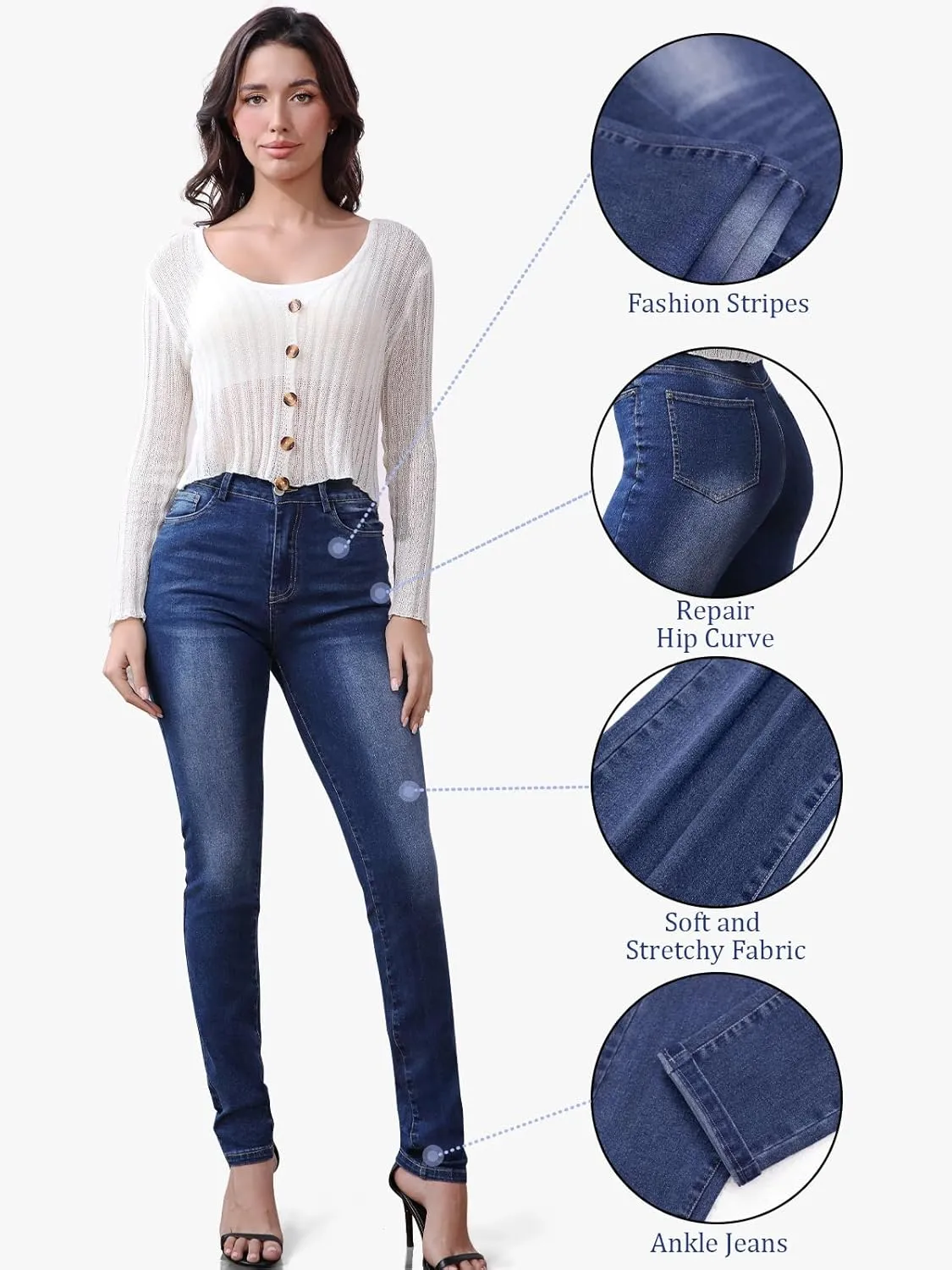 Straight Leg Stretchy Jeggings High Waisted Jeans Women