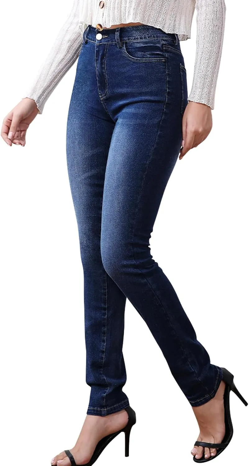 Straight Leg Stretchy Jeggings High Waisted Jeans Women