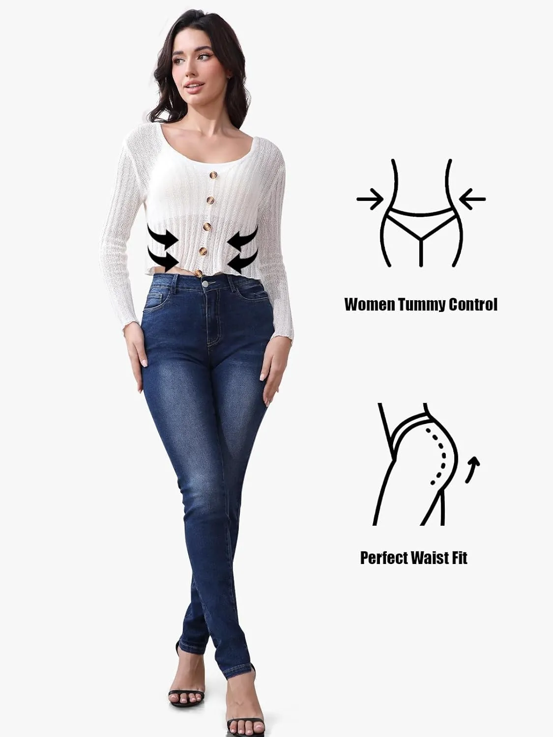 Straight Leg Stretchy Jeggings High Waisted Jeans Women