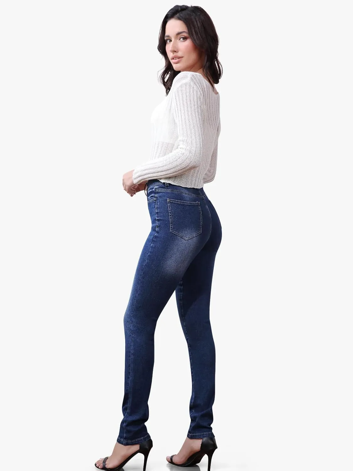 Straight Leg Stretchy Jeggings High Waisted Jeans Women
