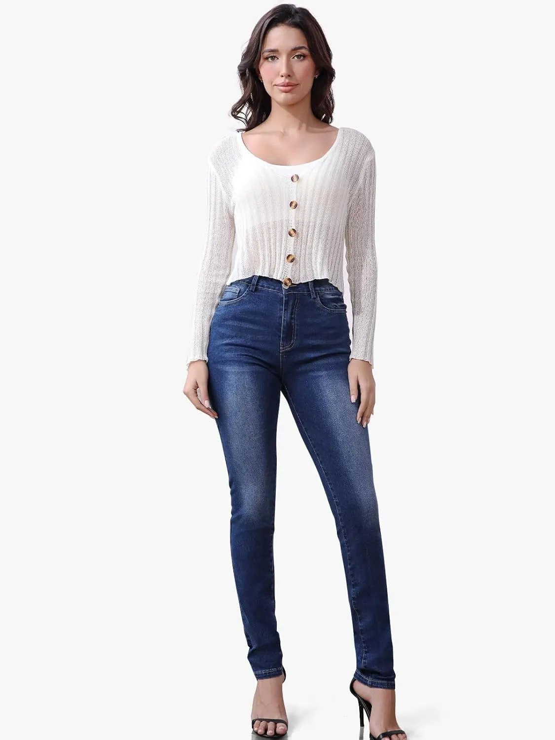 Straight Leg Stretchy Jeggings High Waisted Jeans Women