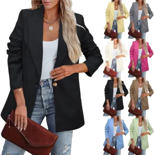 Summer Blazers for Women Lightweight Long Sleeve Lapel Single Breasted Suit Jacket Business Casual Outfit with Pocket