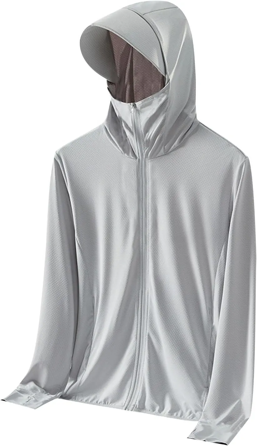 Sun Shirts for Men Hooded UPF 50  Fishing Shirt SPF UV Sun Hoodie Rash Guard Long Sleeve Outdoor Hiking Swim Shirts