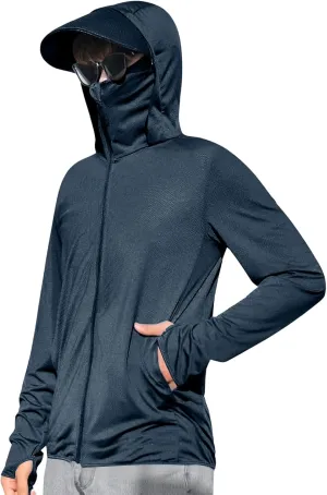 Sun Shirts for Men Hooded UPF 50  Fishing Shirt SPF UV Sun Hoodie Rash Guard Long Sleeve Outdoor Hiking Swim Shirts