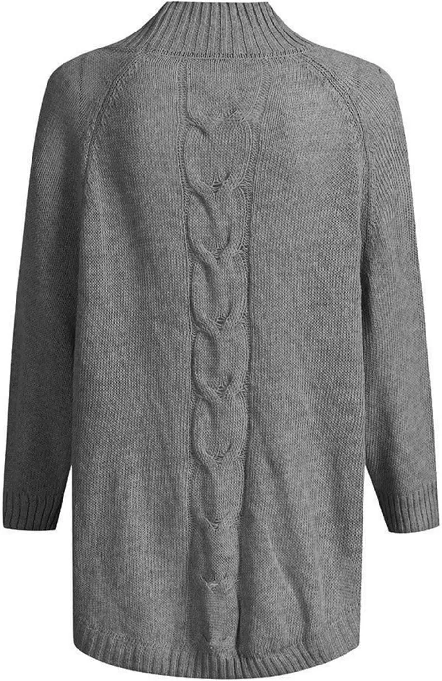 Sweaters for Women Oversized Cable Knitted Sweater Long Sleeve Mockneck Jumper Pullover Tops Streetwear for Fall