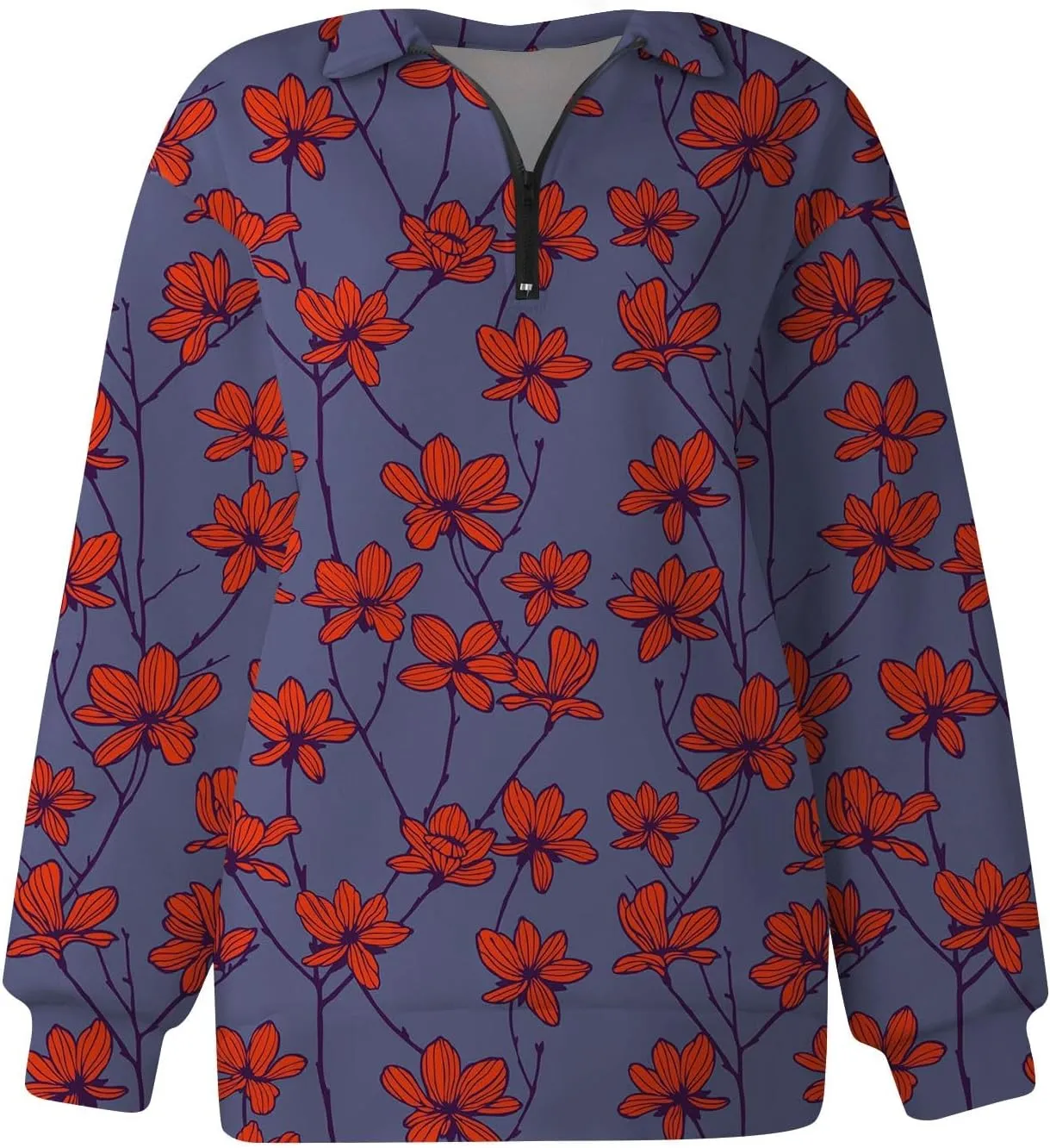 Sweatshirt For Women Fall Casual Hoodies Y2K Quarter Zip Pullover Boho Long Sleeve Plus Size Sweatshirt