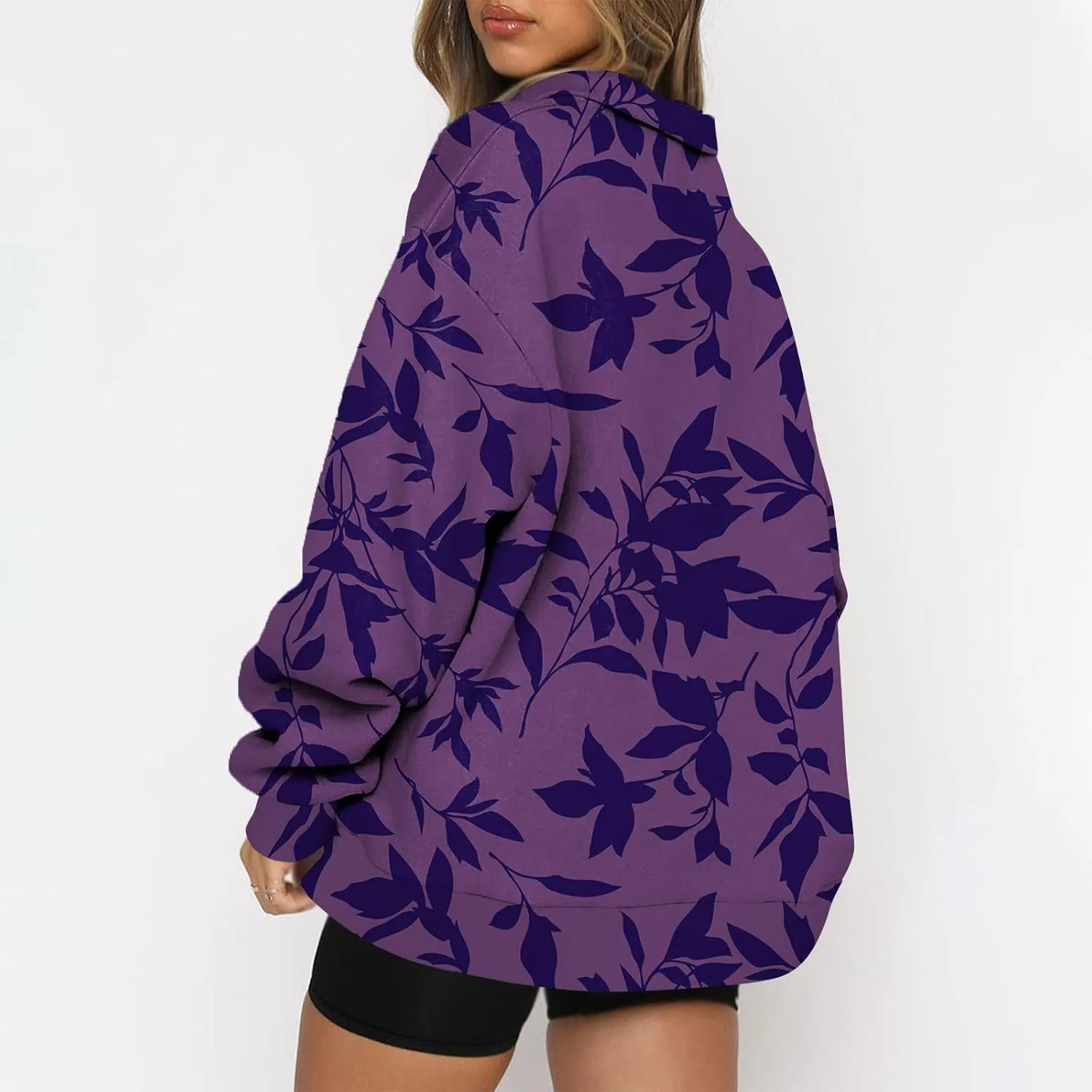 Sweatshirt For Women Fall Casual Hoodies Y2K Quarter Zip Pullover Boho Long Sleeve Plus Size Sweatshirt