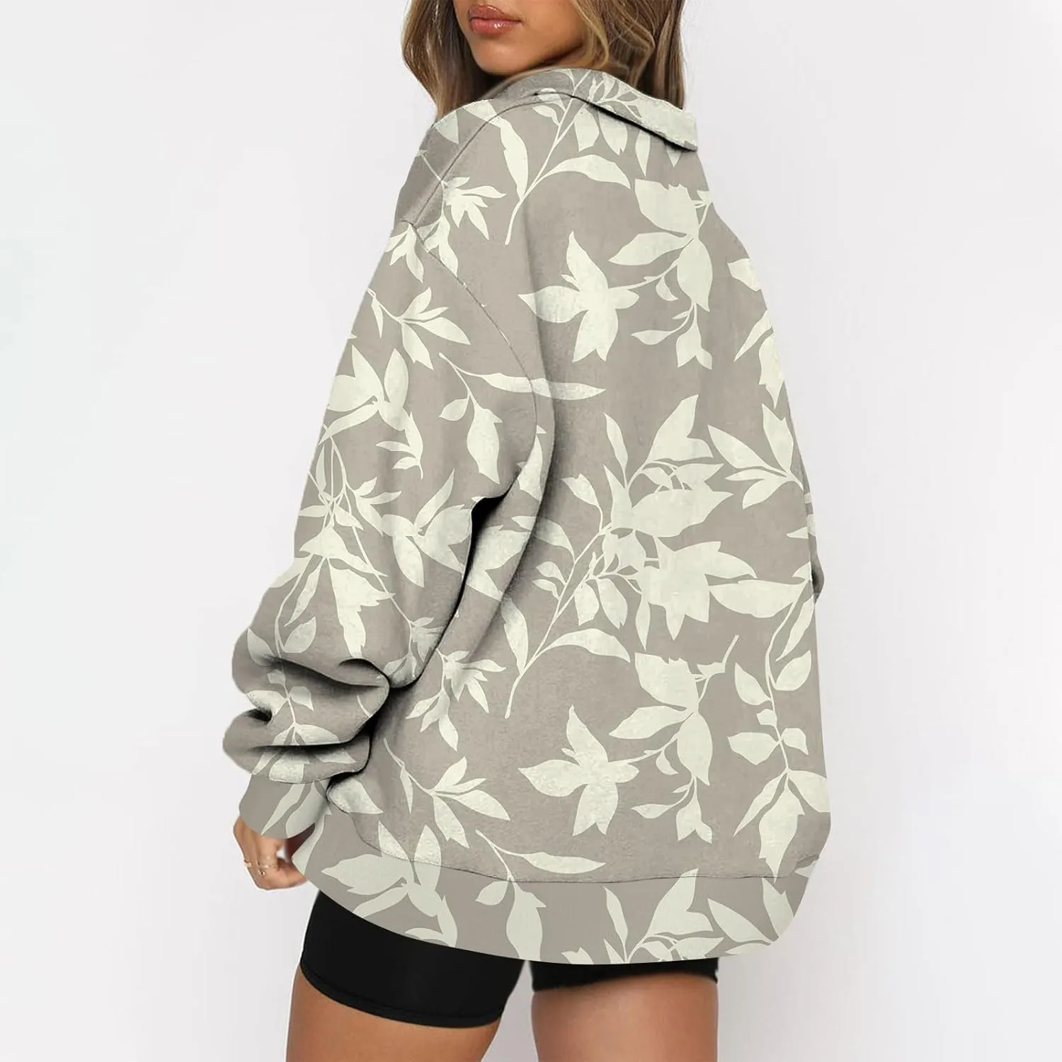 Sweatshirt For Women Fall Casual Hoodies Y2K Quarter Zip Pullover Boho Long Sleeve Plus Size Sweatshirt