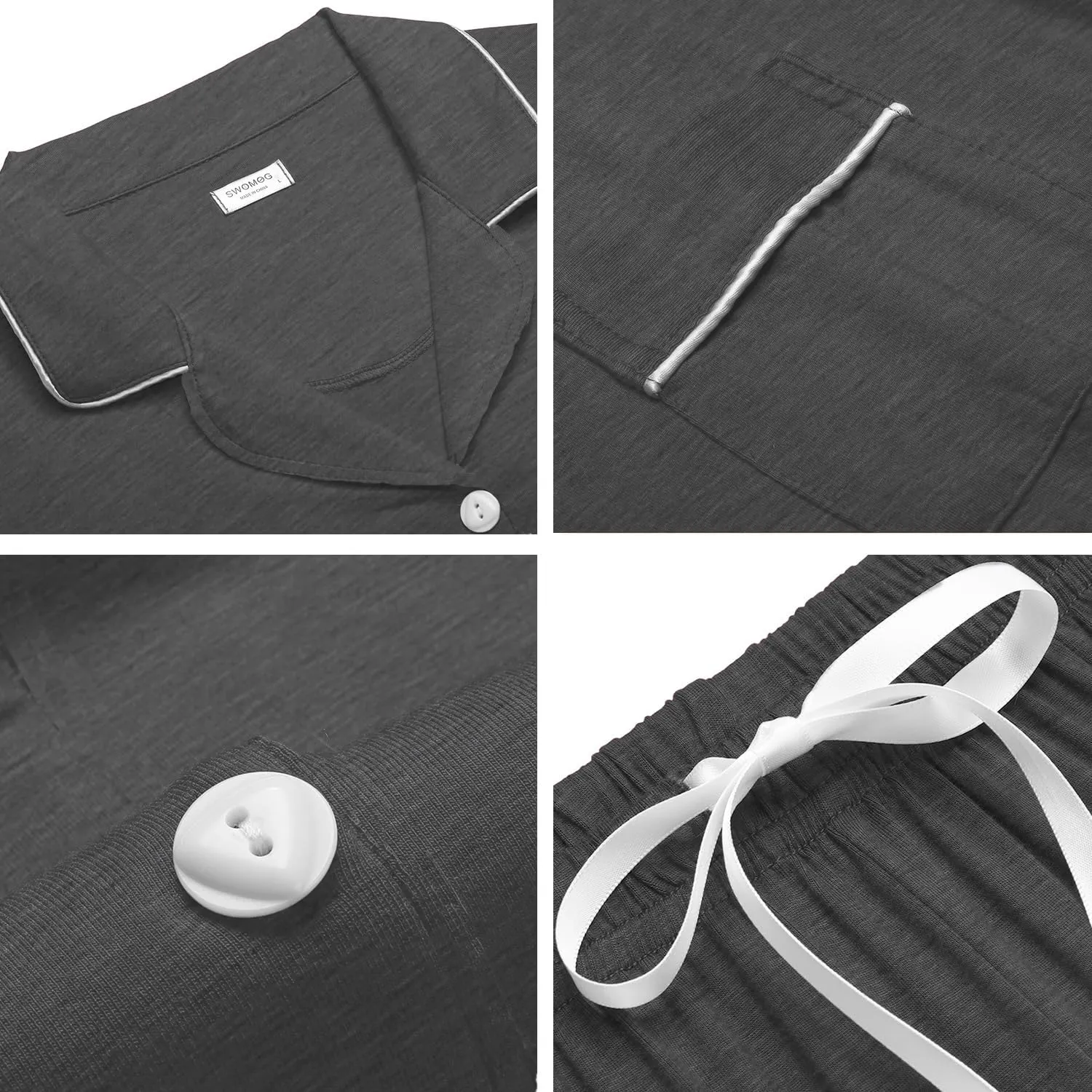 SWOMOG Mens Pajama Sets Short Sleeve Sleepwear Button Down Loungewear Soft Modal Lounge Pjs with Pockets S-XXL