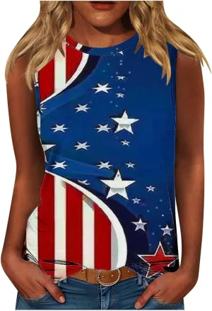 Tank Tops for Women 2025 American Flag Tshirts 4th of July Outfits Sleeveless Summer Casual Independence Shirts