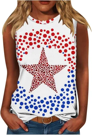 Tank Tops for Women 2025 American Flag Tshirts 4th of July Outfits Sleeveless Summer Casual Independence Shirts
