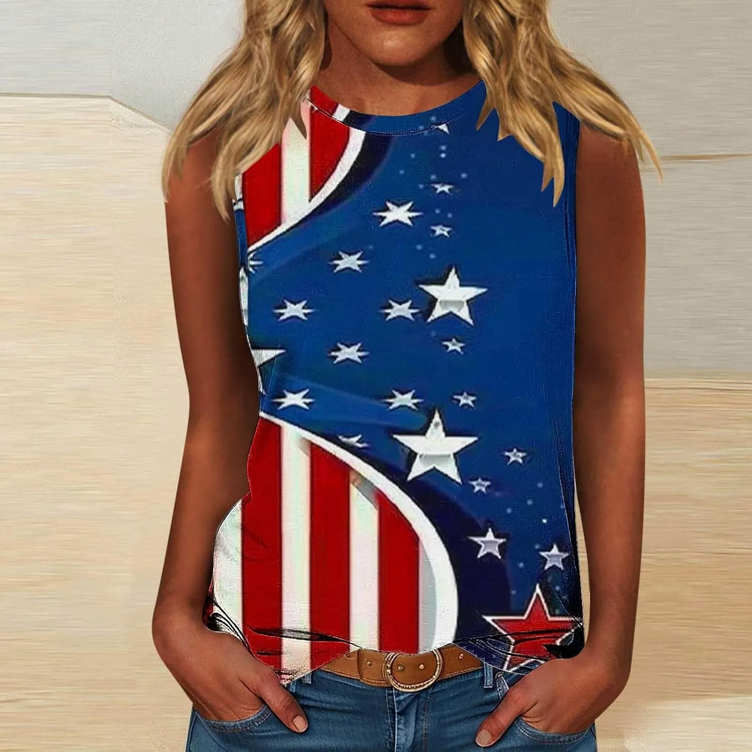 Tank Tops for Women 2025 American Flag Tshirts 4th of July Outfits Sleeveless Summer Casual Independence Shirts
