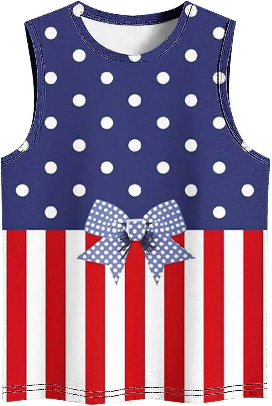 Tank Tops for Women 2025 American Flag Tshirts 4th of July Outfits Sleeveless Summer Casual Independence Shirts