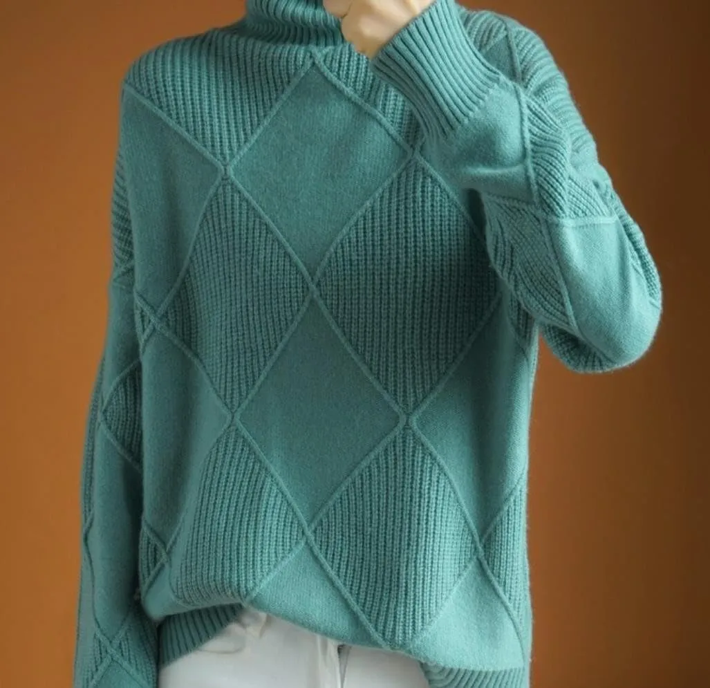 Turtleneck Sweater for Women Cable Knit Long Sleeve Casual Shirts Fashion Fall Outfits Solid Color Layer Blouse