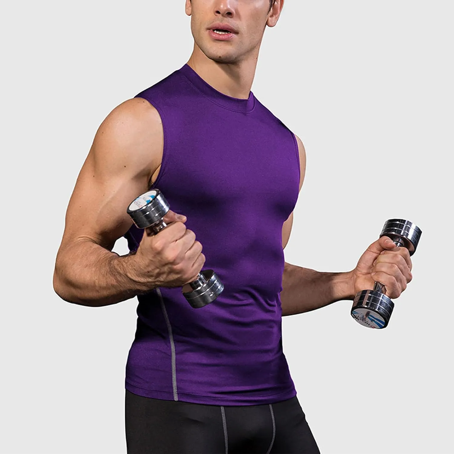 Uillui Mens Compression Shirts Sleeveless Slimming Shaper Vest Gym Workout Muscle Tank Tops Tummy Control Sports Undershirts