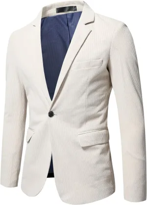 UNINUKOO Men's Suit Jackets Corduroy Vintage Sport Coat Slim Fit Party Dinner Casual Blazer for Men
