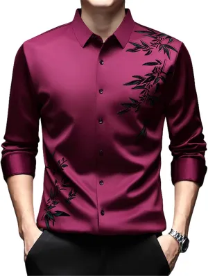 USTZFTBCL Men's Spring/Autumn Seamless Long Sleeve Business Casual Non-Iron Shirt