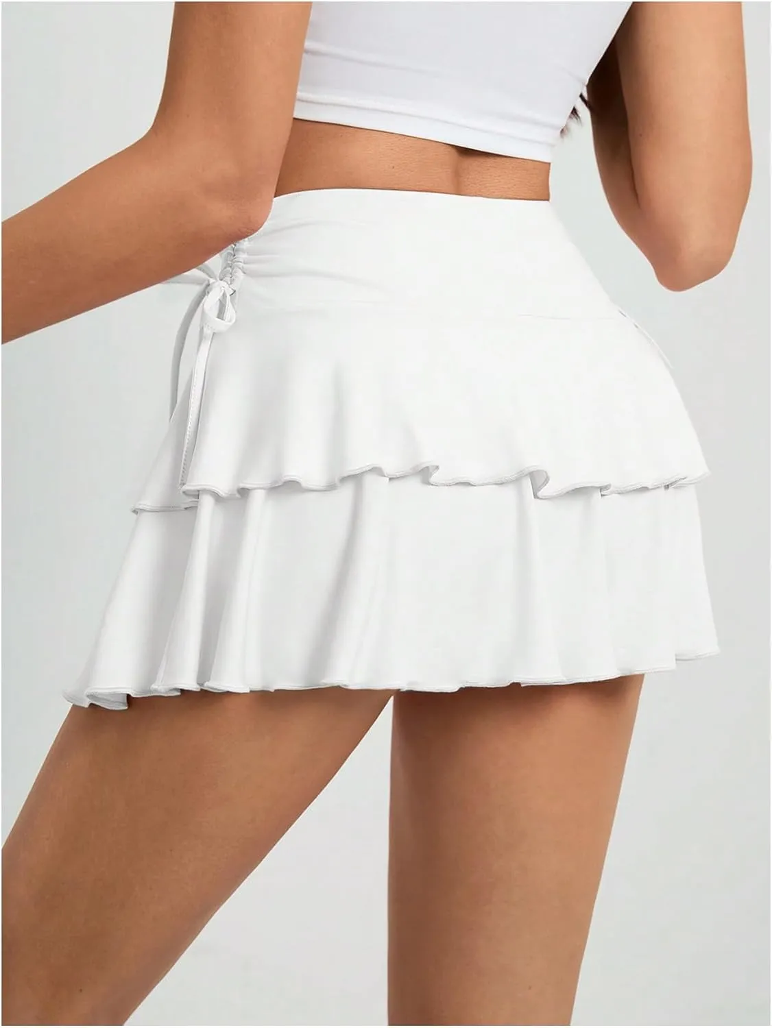 Verdusa Women's Coquette Flowy Short Skirt Elastic Waist Bow Side A Line Mini Skirts