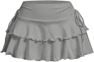 Verdusa Women's Coquette Flowy Short Skirt Elastic Waist Bow Side A Line Mini Skirts