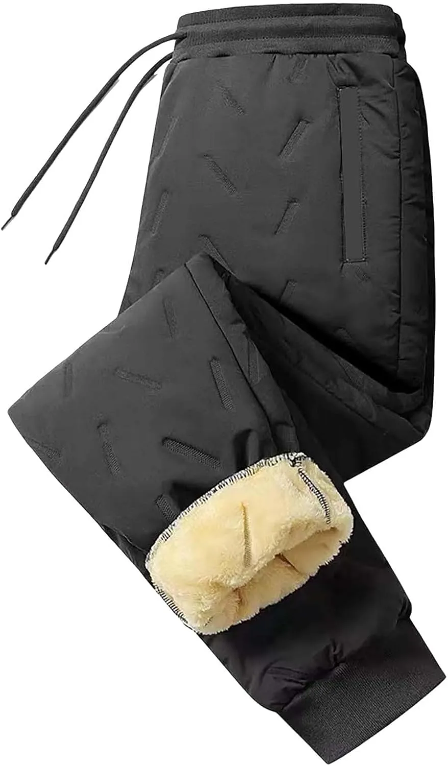 Warm Sweatpants for Mens Thermal Winter Pants Casual Plus Size Drawstring Elastic Waist Fleece Lined Trouser