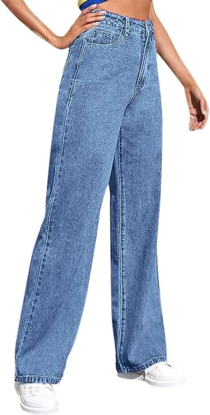 Wide Leg Jeans for Women Trendy High Waisted Baggy Denim Pants Retro Tie Dye Straight Leg Stretchy Jean Washed Pant