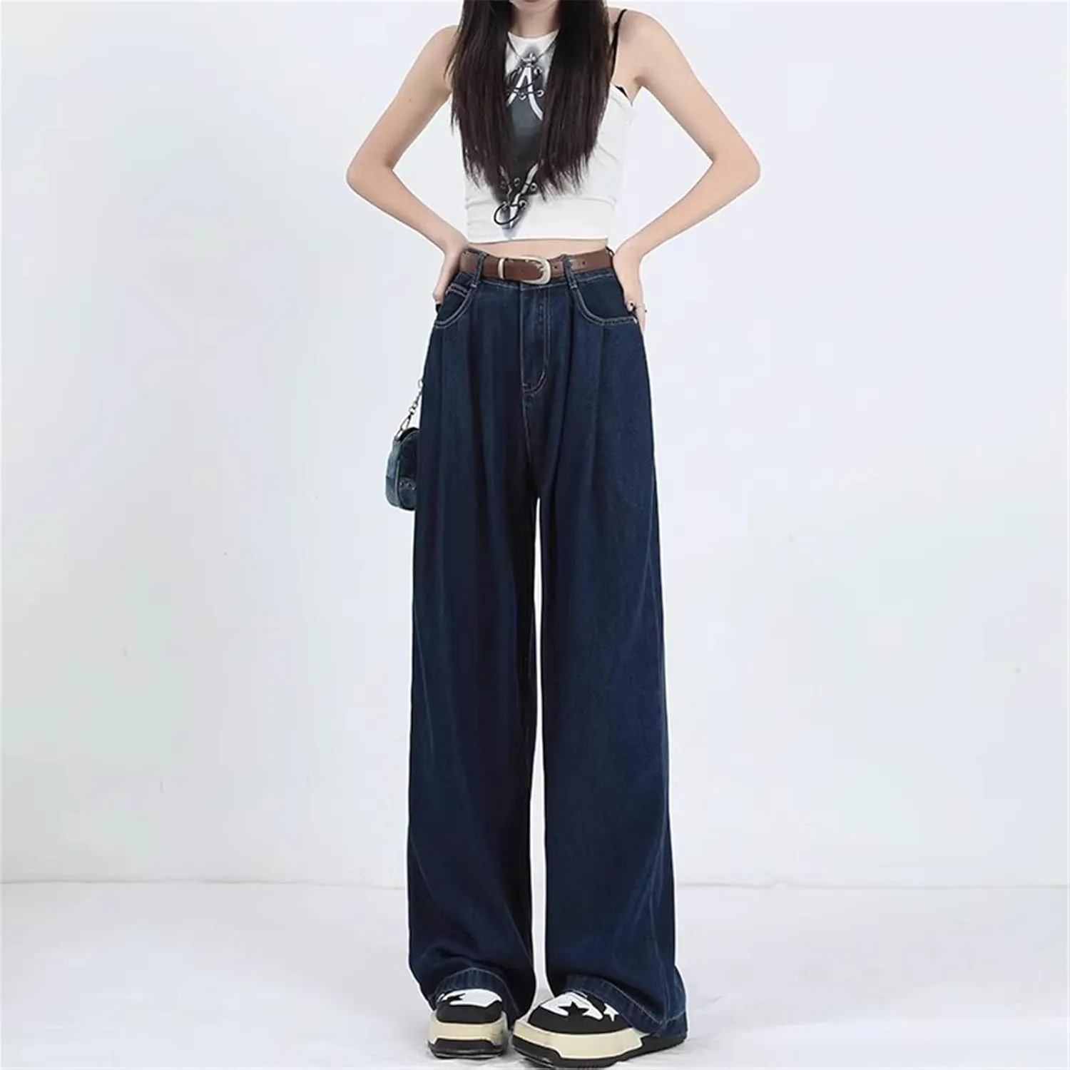 Wide-Leg Jeans High-Waisted Straight-Leg Pants for Women