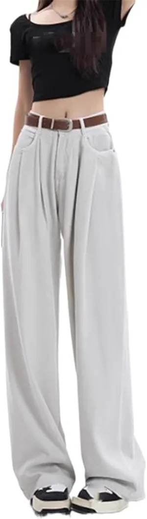 Wide-Leg Jeans High-Waisted Straight-Leg Pants for Women